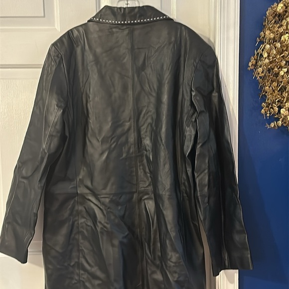 New Women’s Bagatelle 100% Leather Black Long Button Up Jacket Size XL - Picture 7 of 7